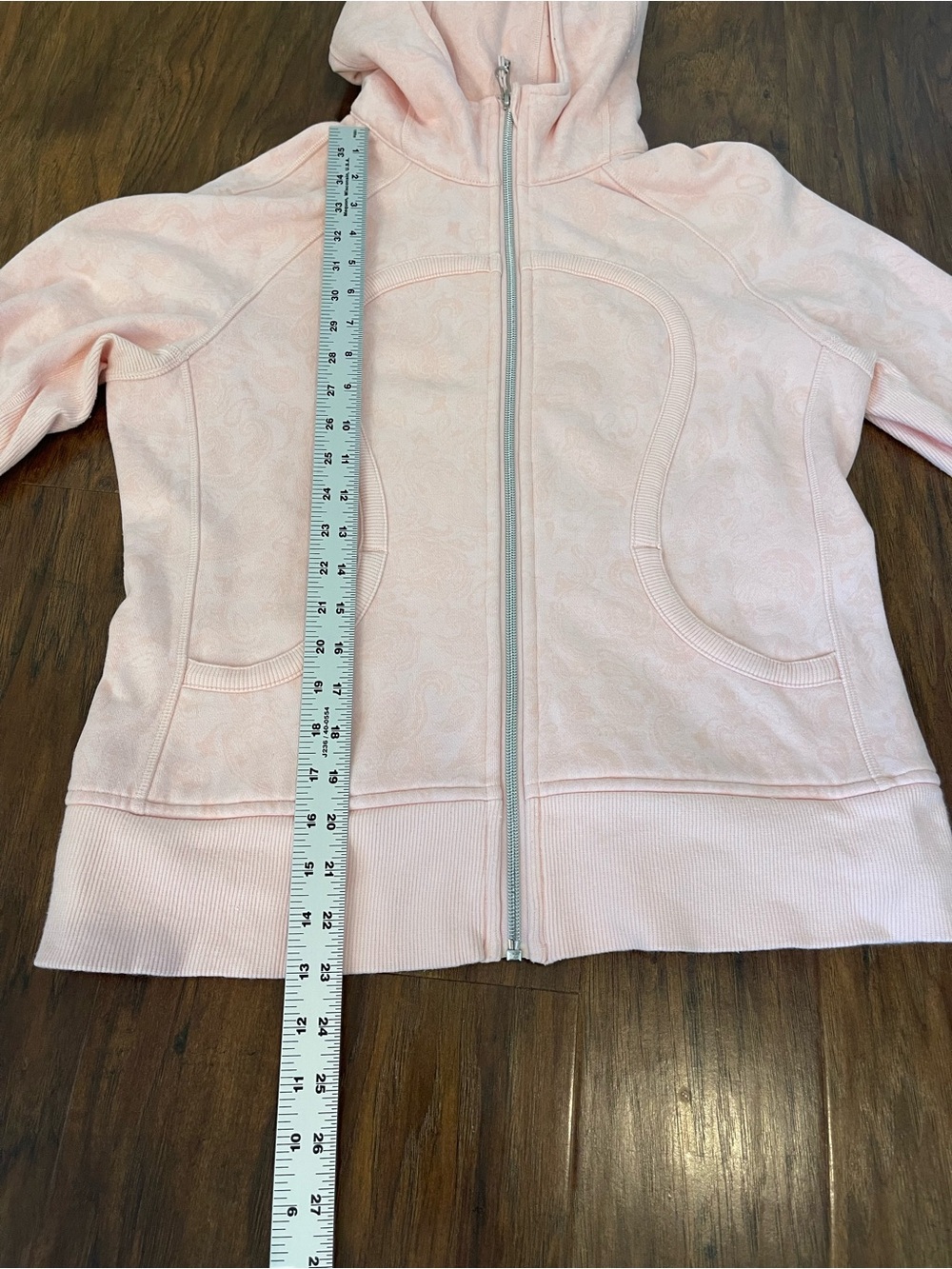 Lululemon Scuba Full Zip Hoodie Pink Size 10 Ribbed Sides Thumbholes Soft Fleece - Picture 5 of 5